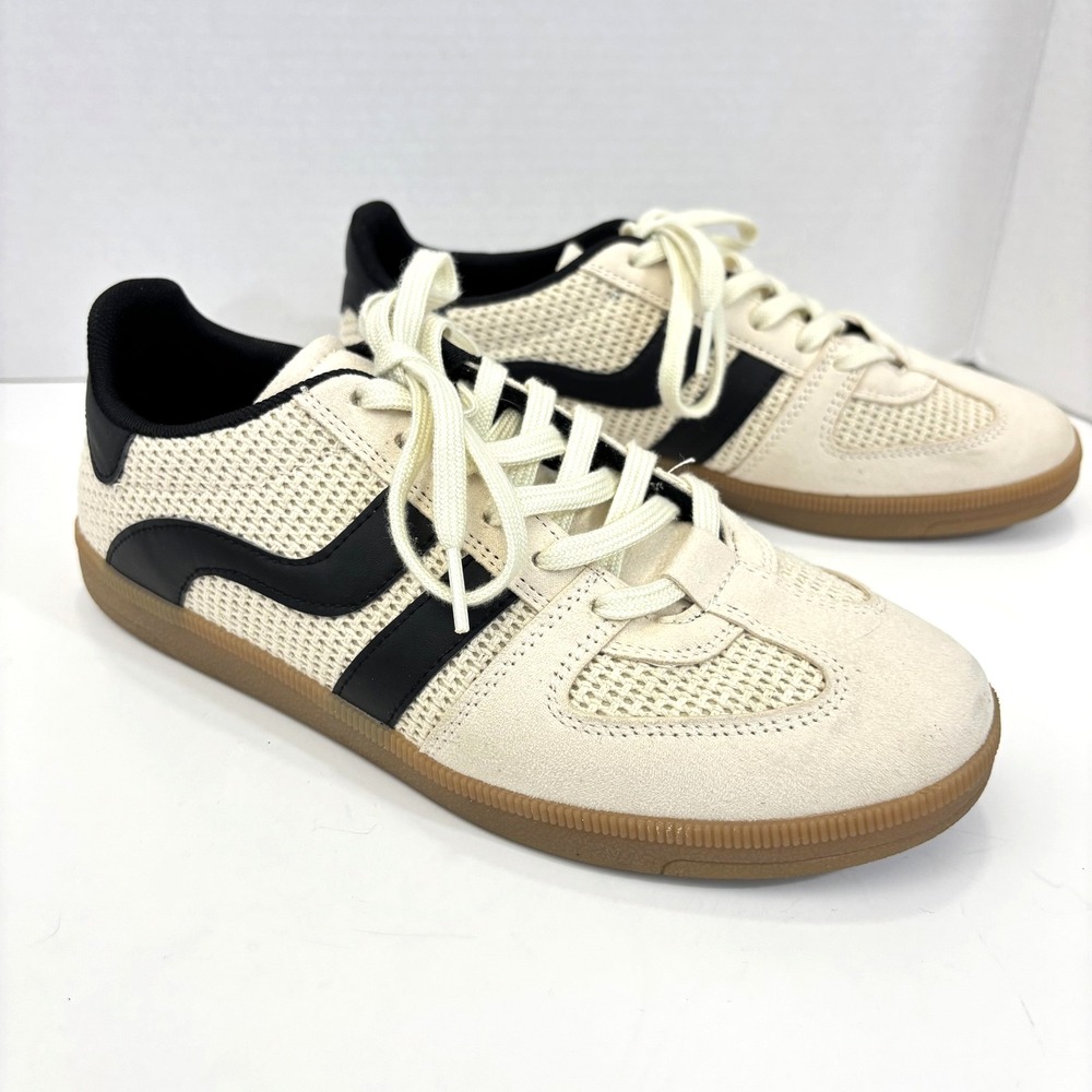 H&M Mesh Sneaker Shoes Womens 9 / 40 Beige Casual Lace Up Comfort Walking
